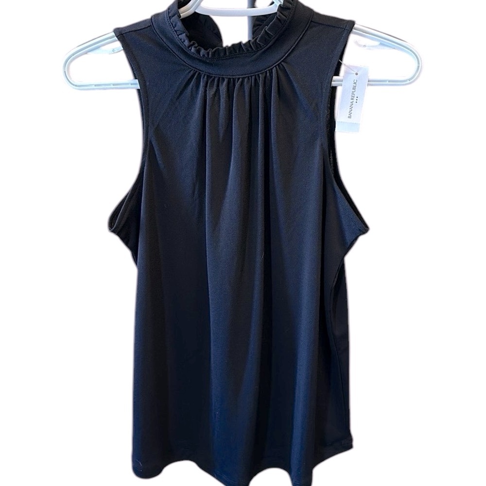 Banana Republic Black Sleeveless Top w/ Tie Neck NWT size xs